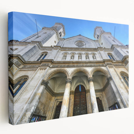 Stretched canvas featuring a panoramic view of the St. Louis skyline in soft twilight hues, ideal for kitchen wall art.