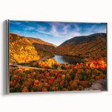 Landscape art painting of a New Hampshire scenery on a framed canvas, featuring a blend of colorful and black tones.
