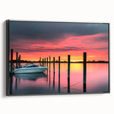 Black and white framed canvas of a New Jersey landscape, ideal for bedroom wall art.