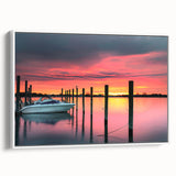 Vintage poster art of New Jersey scenery on a framed canvas, featuring vibrant color accents, ideal for living room decor.