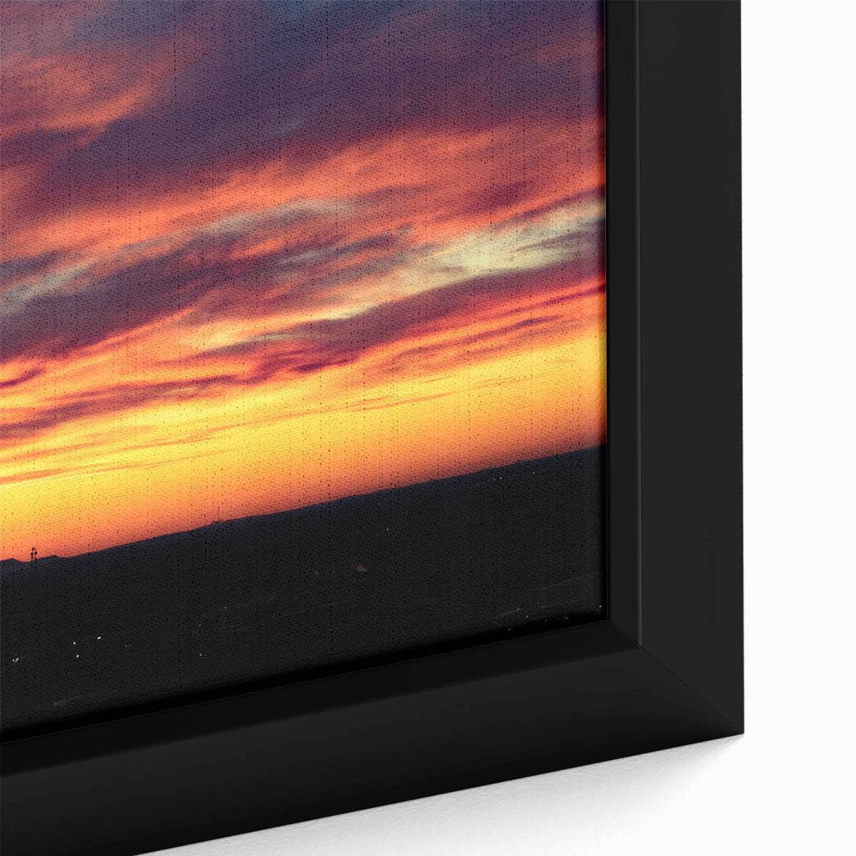 Textured black wall art of Charlotte skyline with colorful accents on a framed canvas, ideal for living room decor.