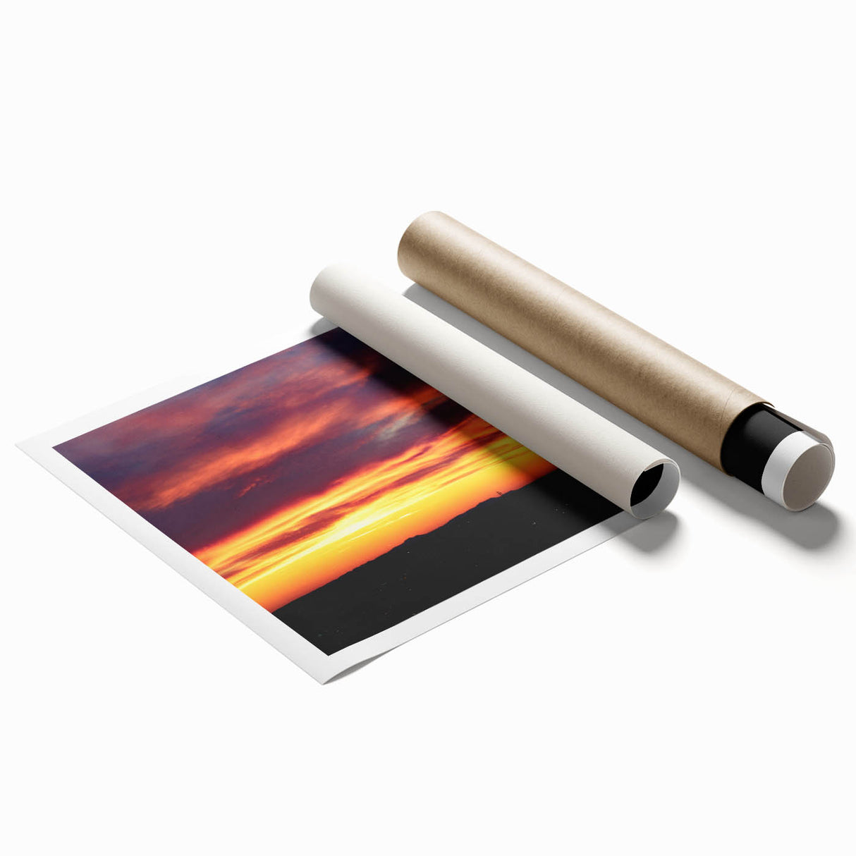 Extra large rolled print of a serene Charlotte skyline in muted blue and gray tones, ideal for classy bathroom wall art.