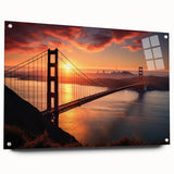 Acrylic print of the Brooklyn Bridge with muted gray and blue tones, ideal for modern bedroom ambiance.