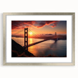 Textured art print of the Brooklyn Bridge in muted gray tones on a framed silver mat, suitable for bedroom decor.