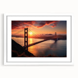 Abstract art print of the Brooklyn Bridge in monochrome tones on a framed white canvas.