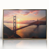 Large acrylic print of Brooklyn Bridge in muted gold tones, framed, ideal for modern art wall decor.