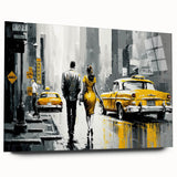 Acrylic glass print of Manhattan skyline in muted gray and blue tones, ideal for bedroom or dining room art.