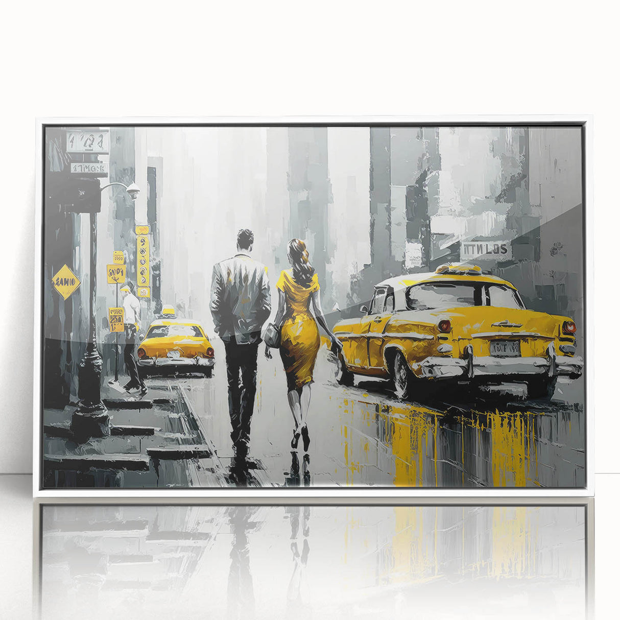 Art deco poster of Manhattan skyline in monochrome, acrylic framed, suitable for modern nursery wall art.