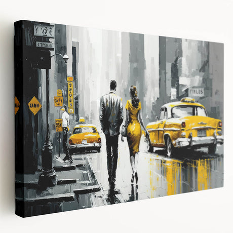 Manhattan skyline in muted gray on stretched canvas, suitable for kitchen wall art.