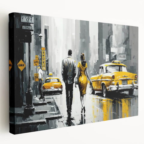 Manhattan skyline in muted gray on stretched canvas, suitable for kitchen wall art.