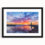 Extra large abstract art print of colorful, textured scenery in Oklahoma, framed in black, ideal for living room decor.