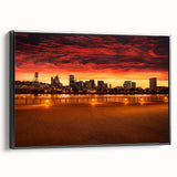 Black and white framed canvas of Portland, Oregon landscape, ideal for bedroom wall decor.