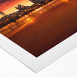 Art deco poster of Portland, Oregon skyline in muted gray tones on rolled canvas, ideal for dining room wall art.