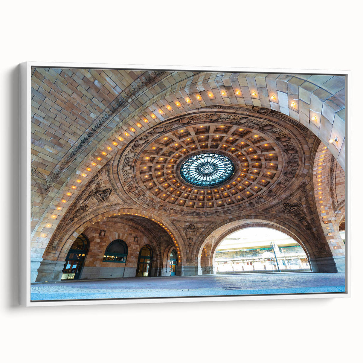 Vintage poster art of Pittsburgh skyline in vibrant colors on a large framed canvas, ideal for living room decor.