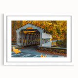 Abstract art print of Pennsylvania scenery in muted earth tones on a white framed canvas, suitable for dining room decor.