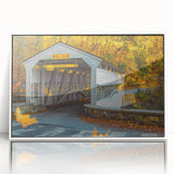 Acrylic print of a Pennsylvania landscape in art deco style, with a white frame, suitable for nursery wall art.