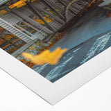 Art deco poster featuring the Pennsylvania scenery in soft earth tones on a rolled canvas, suitable for dining room decor.