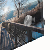 Large abstract wall art featuring mid-century modernist style Vermont scenery in muted earth tones on acrylic glass.