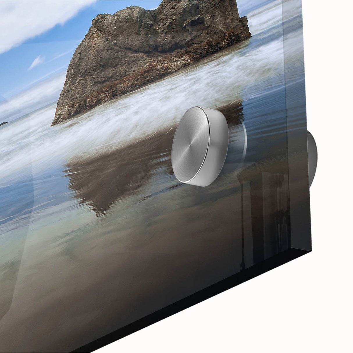Large abstract wall art depicting the Olympic scenery in USA, rendered in mid-century modernist style on acrylic glass.
