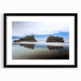 Extra large abstract art print depicting a colorful, textured scenery of Olympic National Park on a black framed canvas.