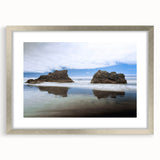 Textured abstract art print of Olympic, Washington scenery in muted earth tones, framed in silver, ideal for bedroom art.