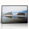 Large abstract wall art depicting the Olympic landscape in muted earth tones, framed in black acrylic.