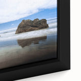 Extra large framed canvas featuring a textured, colorful abstract of the Olympic scenery in black tones.