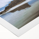 Art deco poster of Olympic National Park with muted green and blue tones on rolled canvas, suitable for dining room wall art.