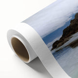 Art deco poster of Olympic National Park on rolled canvas, featuring muted green and blue tones, ideal for nursery wall art.