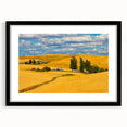 Colorful abstract art print of Palouse, Washington in a black frame, ideal as extra large wall art for living room.