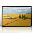 Large abstract wall art depicting the Palouse landscape in muted earth tones on a framed acrylic.