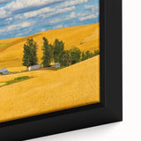 Extra large framed canvas featuring a textured depiction of the Palouse in muted earth tones, ideal for living room decor.