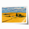 Rolled print of Palouse, Washington scenery featuring sprawling green fields under a blue sky.