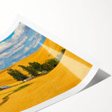 Extra large rolled print of line art flowers in muted greens and browns, suitable for large living room wall art.