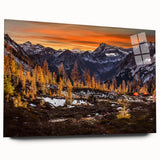 Large abstract wall art of Seattle skyline in muted blue tones on acrylic glass, suitable for bedroom or dining room decor.