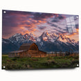 Acrylic print of the Grand Tetons in Wyoming, featuring realistic landscape colors, ideal for bedroom or dining room decor.