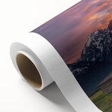 Art deco poster of Wyoming's Grand Tetons in muted earth tones on rolled canvas, suitable for nursery wall art.