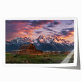 Rolled print of Grand Tetons scenery with muted earth tones, ideal for art wall dining room.