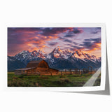 Rolled print of Grand Tetons scenery with muted earth tones, ideal for art wall dining room.