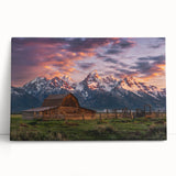 Black and white stretched canvas of the Grand Tetons, ideal for kitchen wall art or bedroom ambiance.