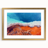 Extra large framed wall art of abstract Yellowstone scenery in textured gold tones, ideal for living room decor.