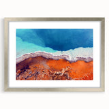 Textured art of Yellowstone scenery in muted earth tones on a framed silver mat, ideal for bedroom art.