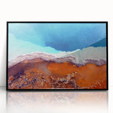Large abstract wall art depicting Yellowstone scenery in muted earth tones on a framed acrylic.