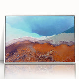 Acrylic print of Yellowstone scenery with vibrant green and blue tones in an art deco style.