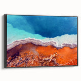 Black and white framed canvas of Yellowstone landscape, ideal for bedroom wall decor.