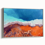 Framed canvas landscape art painting depicting Yellowstone Park with vibrant colors and vintage style.