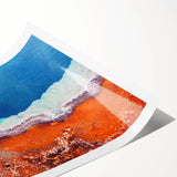 Extra large wall art featuring line art flowers over a Yellowstone scenery backdrop, printed on rolled canvas.