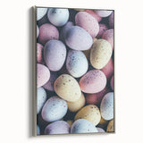 Framed canvas depicting a colorful spring landscape with vibrant green and floral hues, ideal for living room decor.