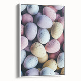 Vintage poster art depicting spring season on extra large framed canvas, featuring colorful art on black background.