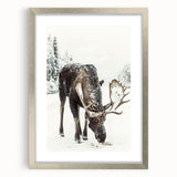 Textured art depicting abstract winter scene in muted blue and white hues, framed in silver, ideal for bedroom decor.